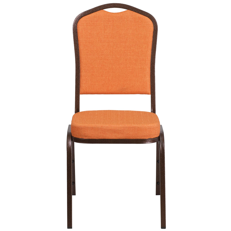 SINGLEWAVE Series Crown Back Stacking Banquet Chair in Orange Fabric - Copper Vein Frame