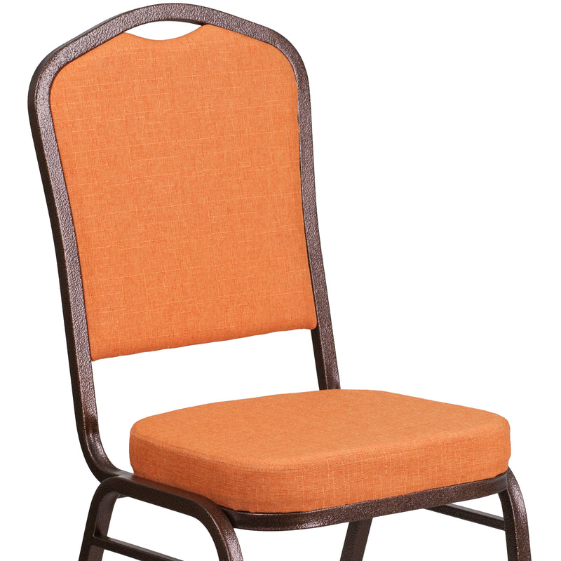 SINGLEWAVE Series Crown Back Stacking Banquet Chair in Orange Fabric - Copper Vein Frame