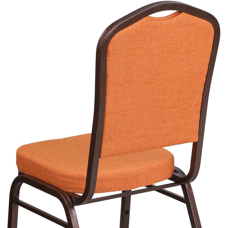 SINGLEWAVE Series Crown Back Stacking Banquet Chair in Orange Fabric - Copper Vein Frame