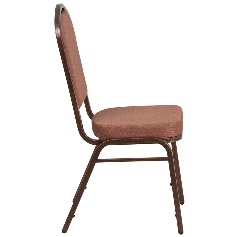 SINGLEWAVE Series Crown Back Stacking Banquet Chair in Brown Fabric - Copper Vein Frame