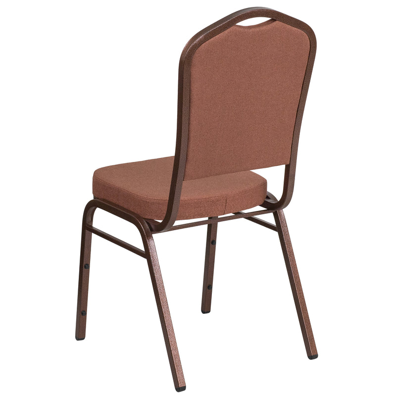 SINGLEWAVE Series Crown Back Stacking Banquet Chair in Brown Fabric - Copper Vein Frame