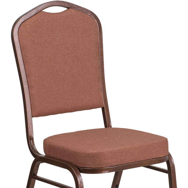 SINGLEWAVE Series Crown Back Stacking Banquet Chair in Brown Fabric - Copper Vein Frame