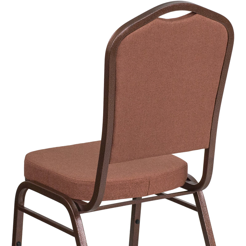 SINGLEWAVE Series Crown Back Stacking Banquet Chair in Brown Fabric - Copper Vein Frame