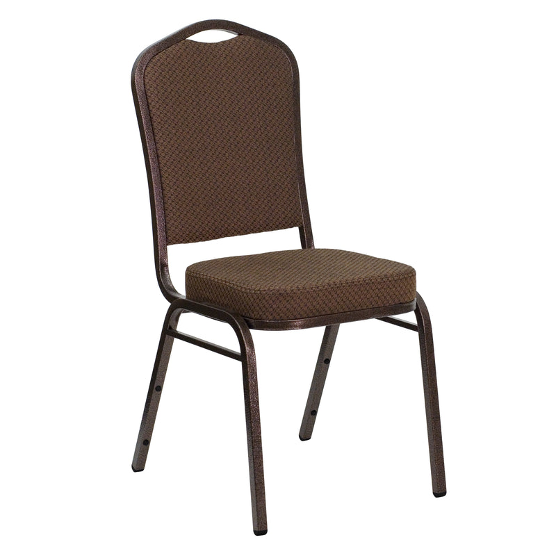 SINGLEWAVE Series Crown Back Stacking Banquet Chair in Brown Patterned Fabric - Copper Vein Frame