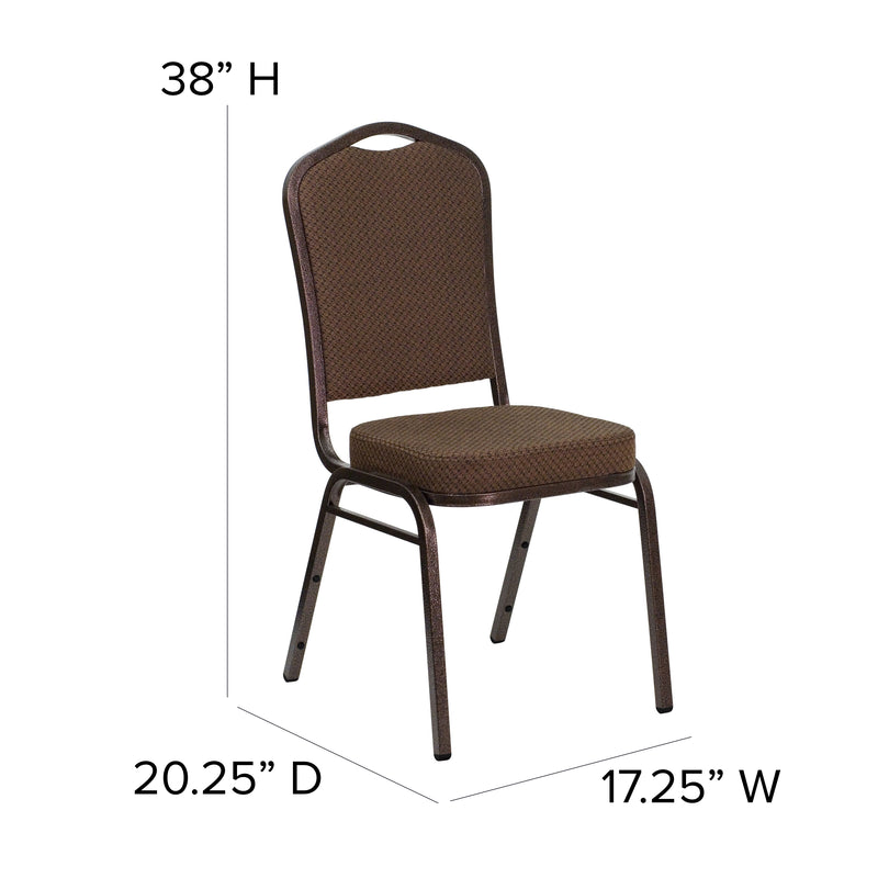 SINGLEWAVE Series Crown Back Stacking Banquet Chair in Brown Patterned Fabric - Copper Vein Frame