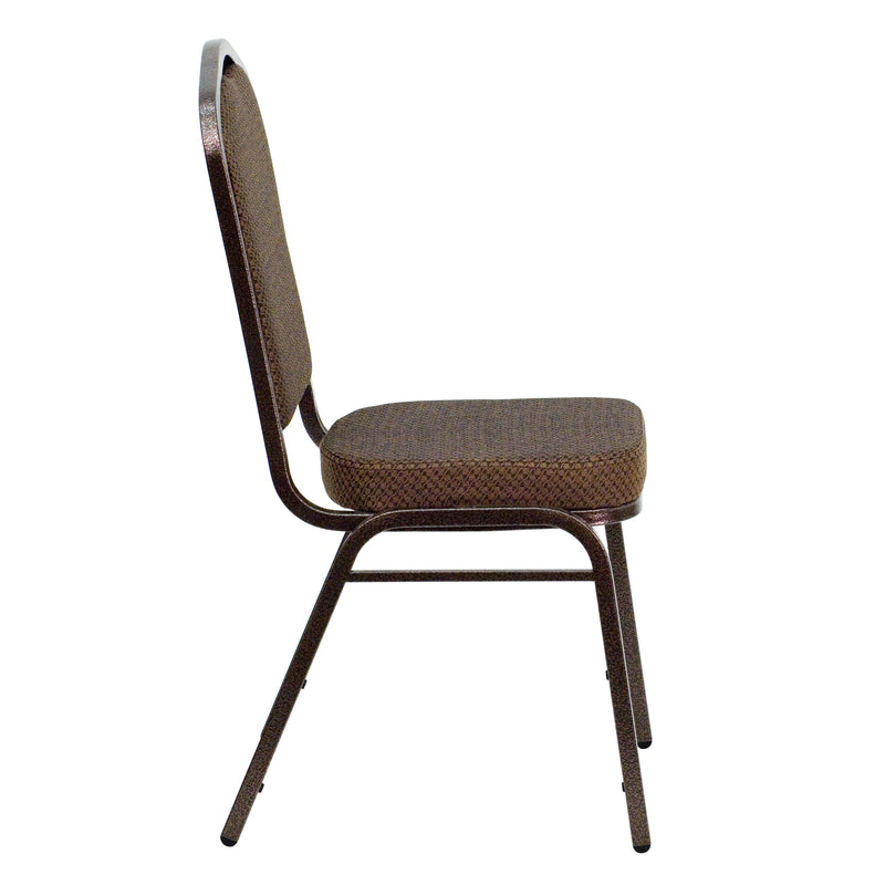 SINGLEWAVE Series Crown Back Stacking Banquet Chair in Brown Patterned Fabric - Copper Vein Frame