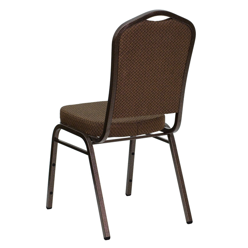 SINGLEWAVE Series Crown Back Stacking Banquet Chair in Brown Patterned Fabric - Copper Vein Frame