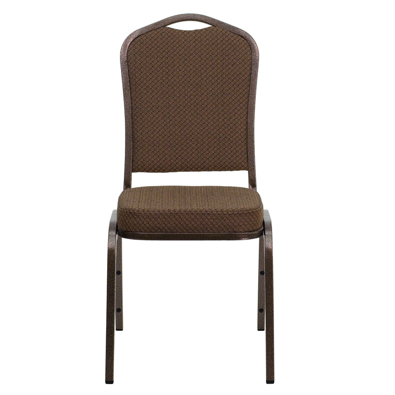 SINGLEWAVE Series Crown Back Stacking Banquet Chair in Brown Patterned Fabric - Copper Vein Frame