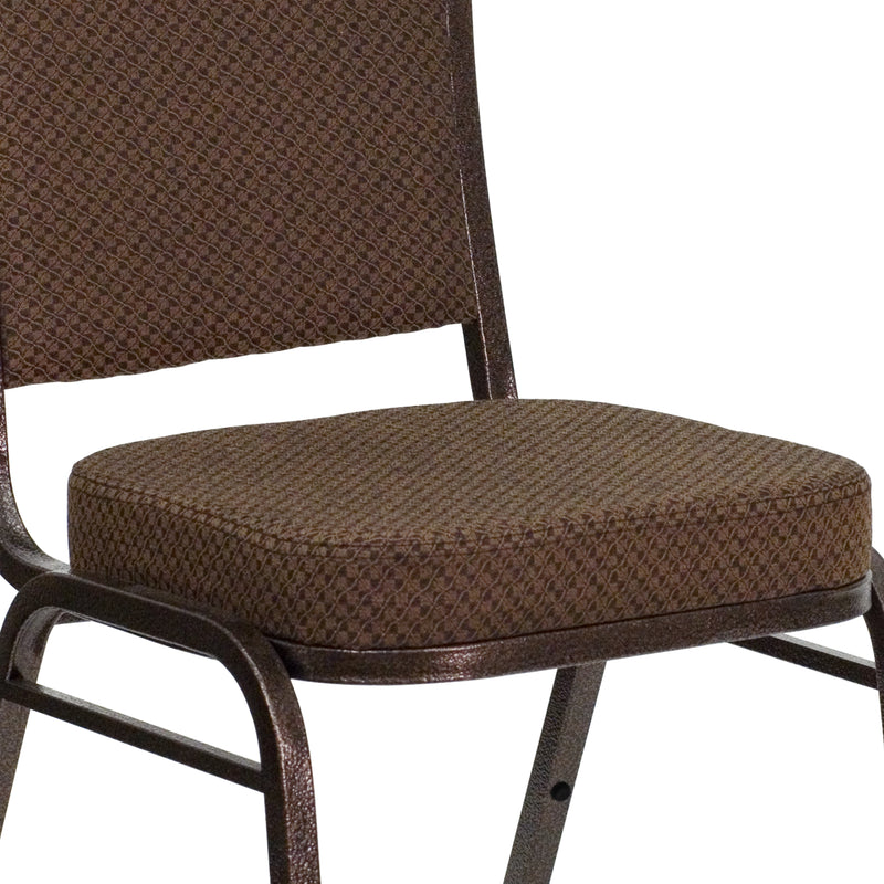 SINGLEWAVE Series Crown Back Stacking Banquet Chair in Brown Patterned Fabric - Copper Vein Frame