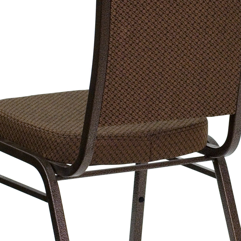 SINGLEWAVE Series Crown Back Stacking Banquet Chair in Brown Patterned Fabric - Copper Vein Frame