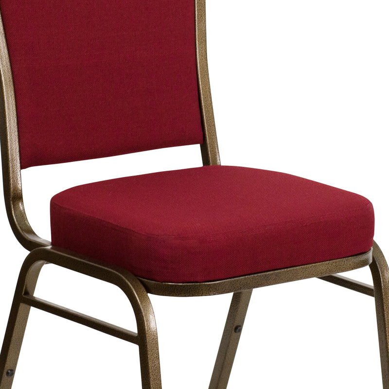 SINGLEWAVE Series Crown Back Stacking Banquet Chair in Burgundy Fabric - Gold Vein Frame