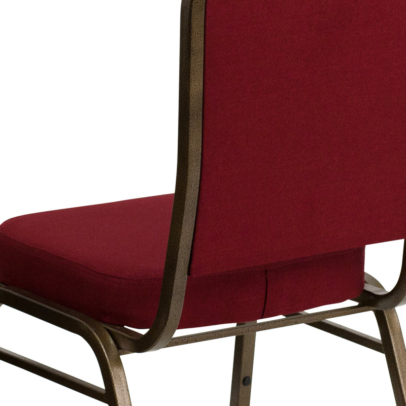 SINGLEWAVE Series Crown Back Stacking Banquet Chair in Burgundy Fabric - Gold Vein Frame