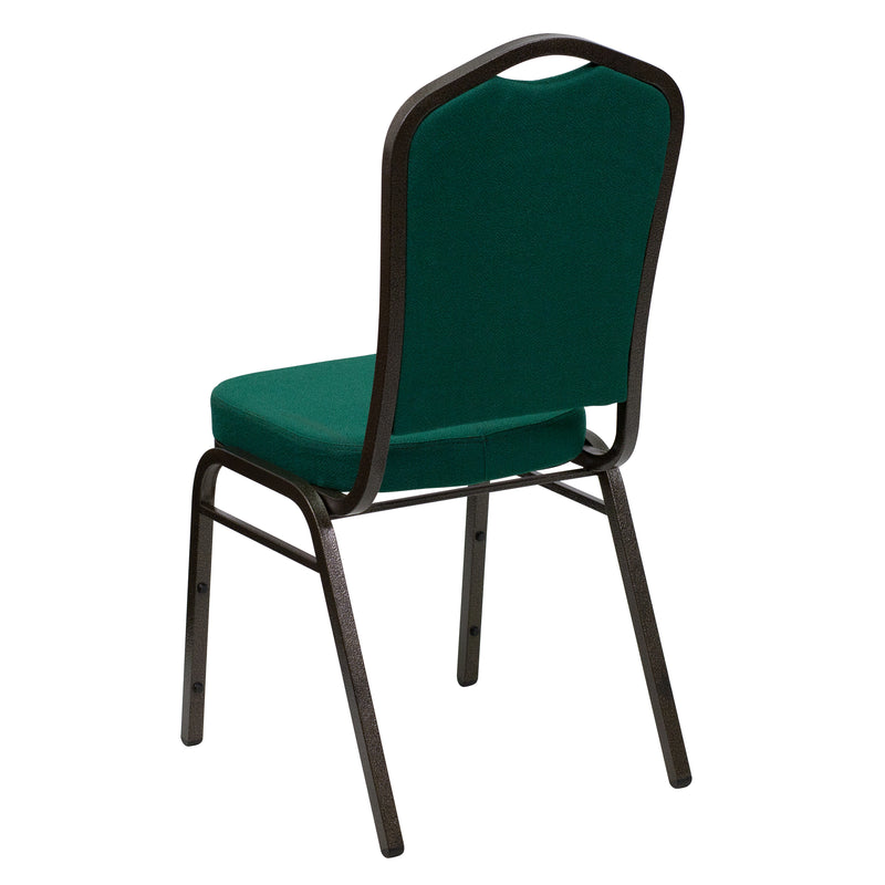 SINGLEWAVE Series Crown Back Stacking Banquet Chair in Green Fabric - Gold Vein Frame