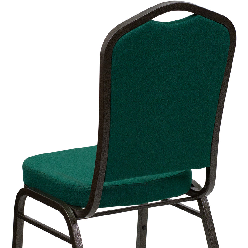 SINGLEWAVE Series Crown Back Stacking Banquet Chair in Green Fabric - Gold Vein Frame