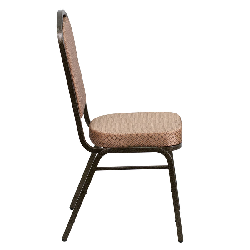 SINGLEWAVE Series Crown Back Stacking Banquet Chair in Gold Diamond Patterned Fabric - Gold Vein Frame