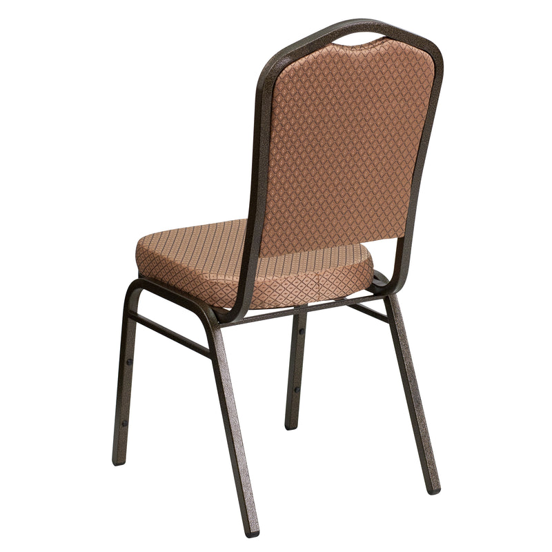 SINGLEWAVE Series Crown Back Stacking Banquet Chair in Gold Diamond Patterned Fabric - Gold Vein Frame