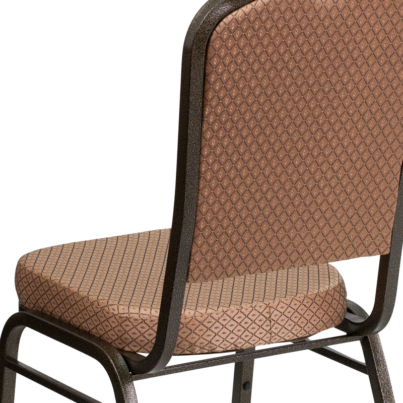 SINGLEWAVE Series Crown Back Stacking Banquet Chair in Gold Diamond Patterned Fabric - Gold Vein Frame