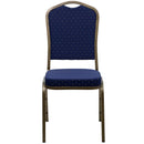 SINGLEWAVE Series Crown Back Stacking Banquet Chair in Navy Blue Dot Patterned Fabric - Gold Vein Frame