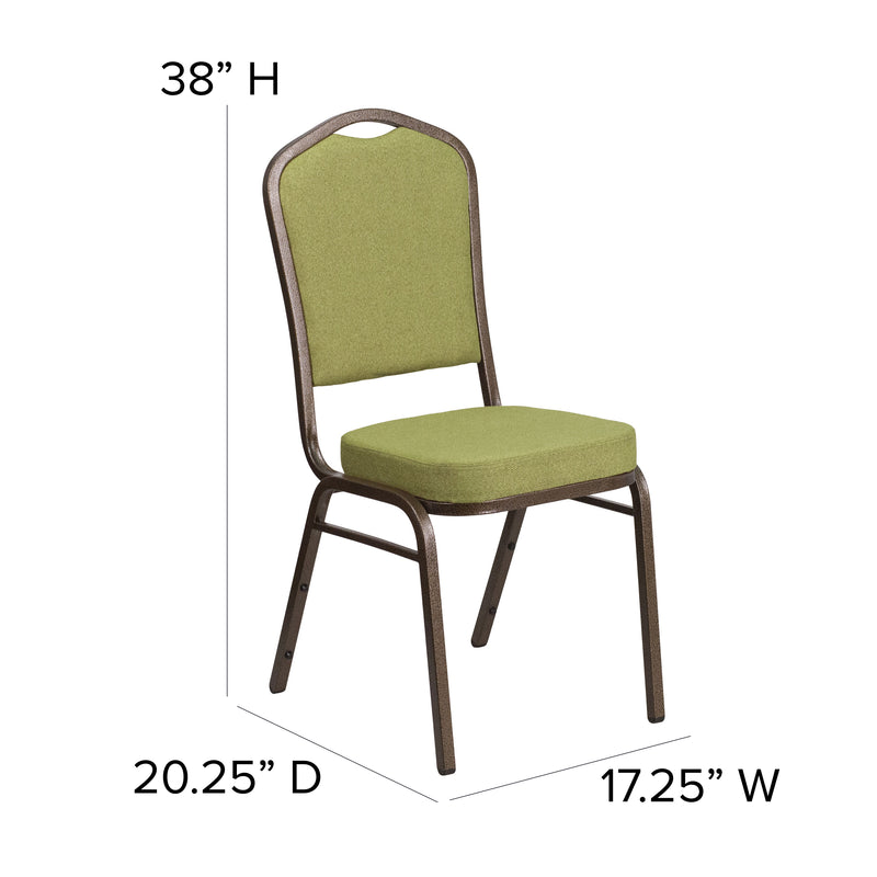 SINGLEWAVE Series Crown Back Stacking Banquet Chair in Moss Fabric - Gold Vein Frame