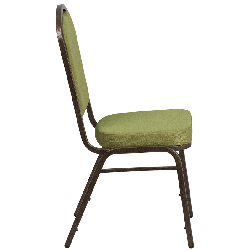 SINGLEWAVE Series Crown Back Stacking Banquet Chair in Moss Fabric - Gold Vein Frame