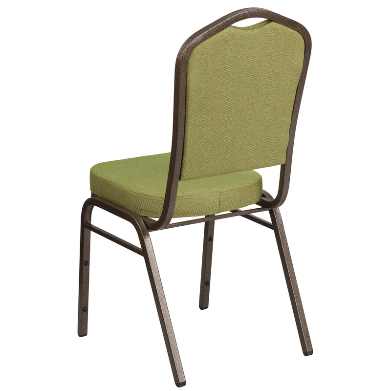 SINGLEWAVE Series Crown Back Stacking Banquet Chair in Moss Fabric - Gold Vein Frame