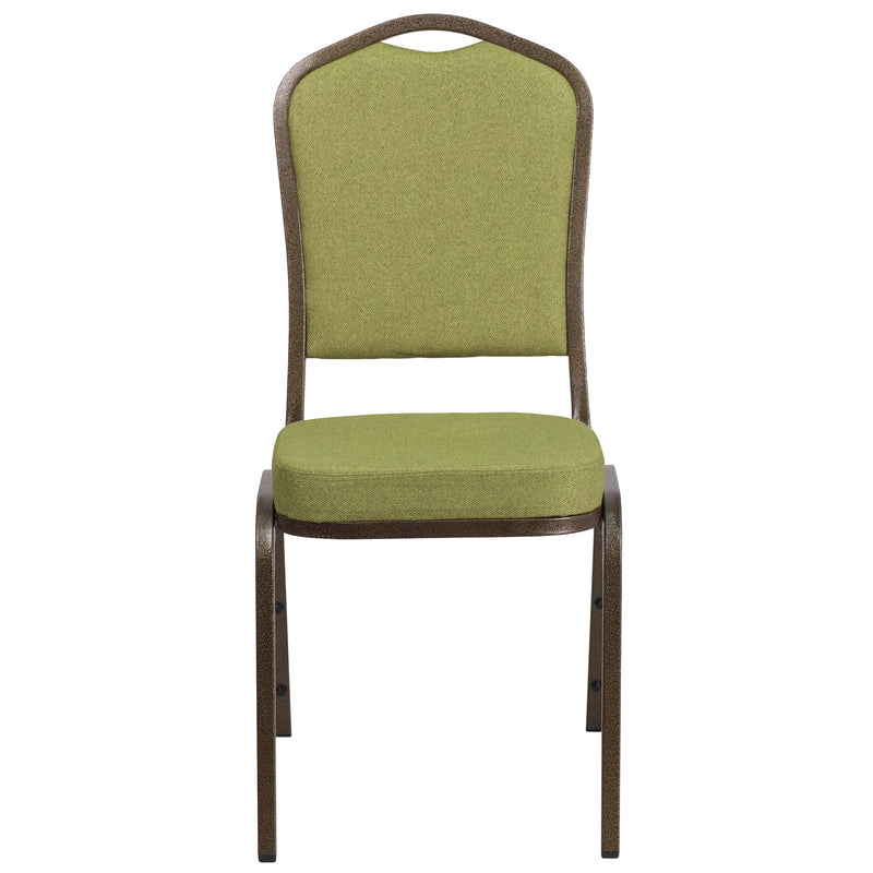 SINGLEWAVE Series Crown Back Stacking Banquet Chair in Moss Fabric - Gold Vein Frame