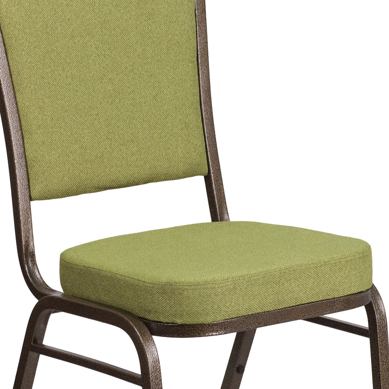 SINGLEWAVE Series Crown Back Stacking Banquet Chair in Moss Fabric - Gold Vein Frame