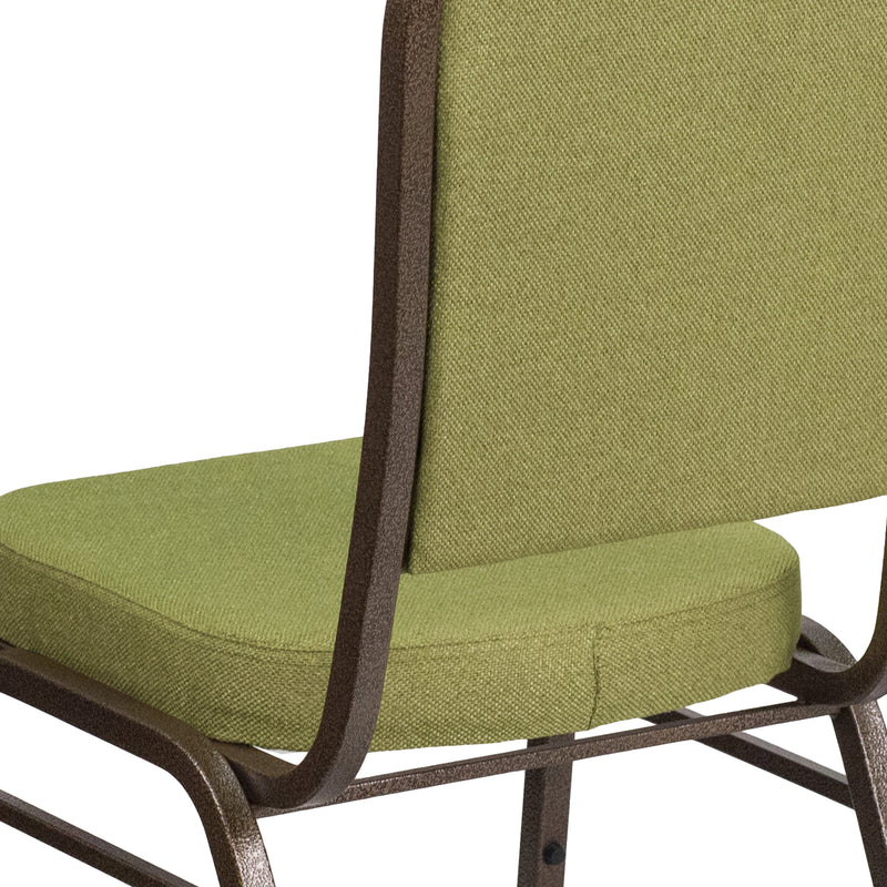 SINGLEWAVE Series Crown Back Stacking Banquet Chair in Moss Fabric - Gold Vein Frame