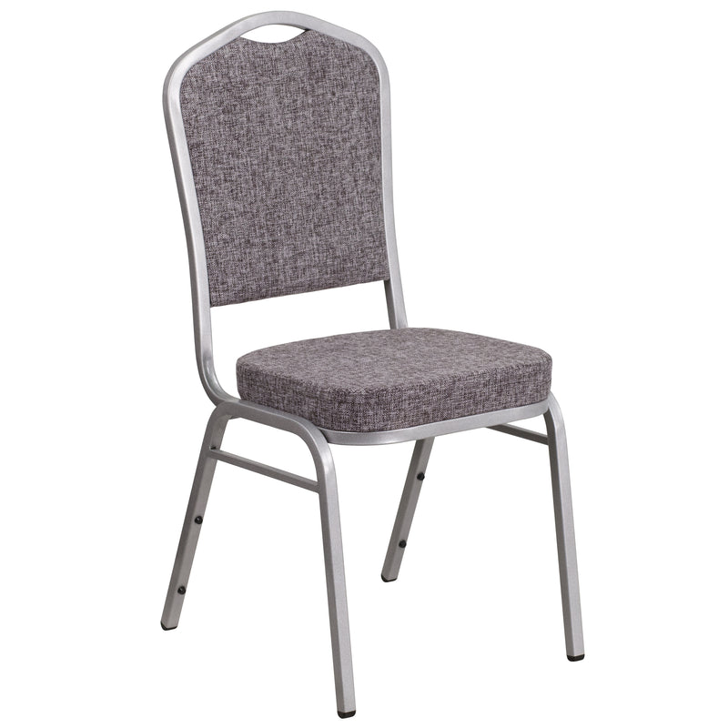 SINGLEWAVE Series Crown Back Stacking Banquet Chair in Herringbone Fabric - Silver Frame