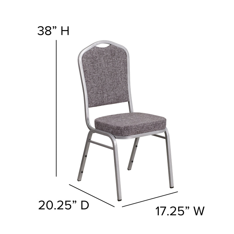 SINGLEWAVE Series Crown Back Stacking Banquet Chair in Herringbone Fabric - Silver Frame