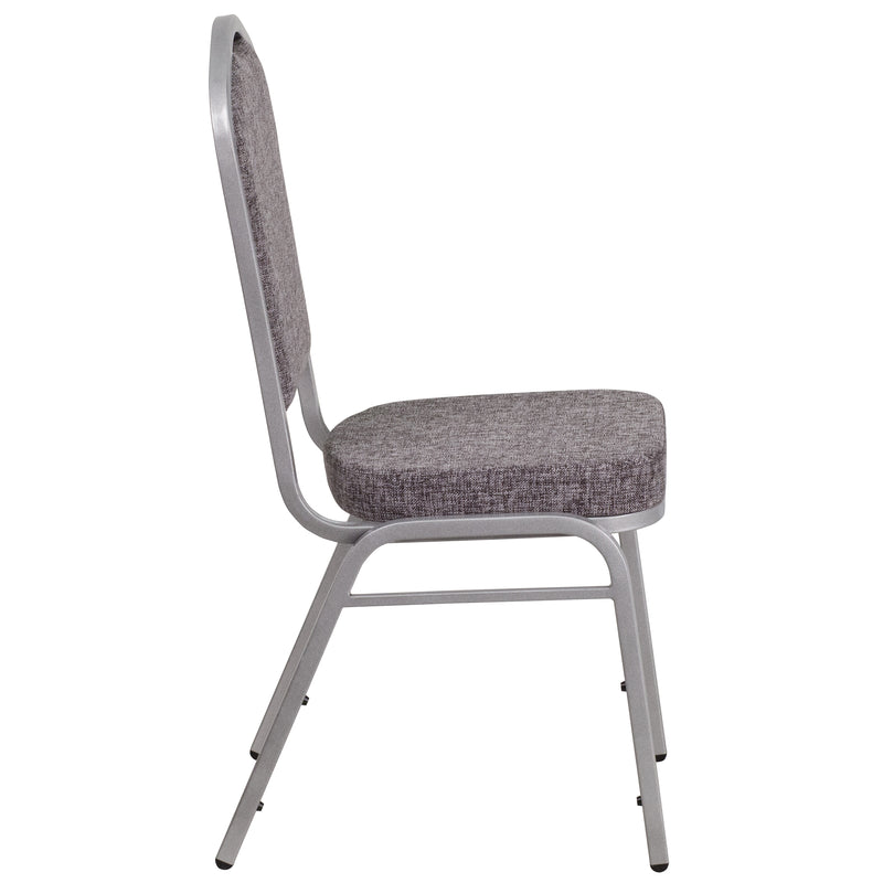 SINGLEWAVE Series Crown Back Stacking Banquet Chair in Herringbone Fabric - Silver Frame