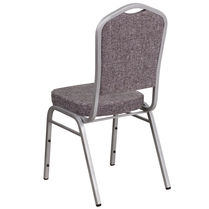 SINGLEWAVE Series Crown Back Stacking Banquet Chair in Herringbone Fabric - Silver Frame