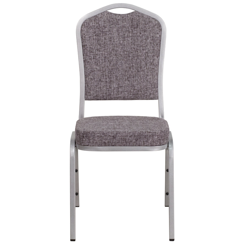 SINGLEWAVE Series Crown Back Stacking Banquet Chair in Herringbone Fabric - Silver Frame