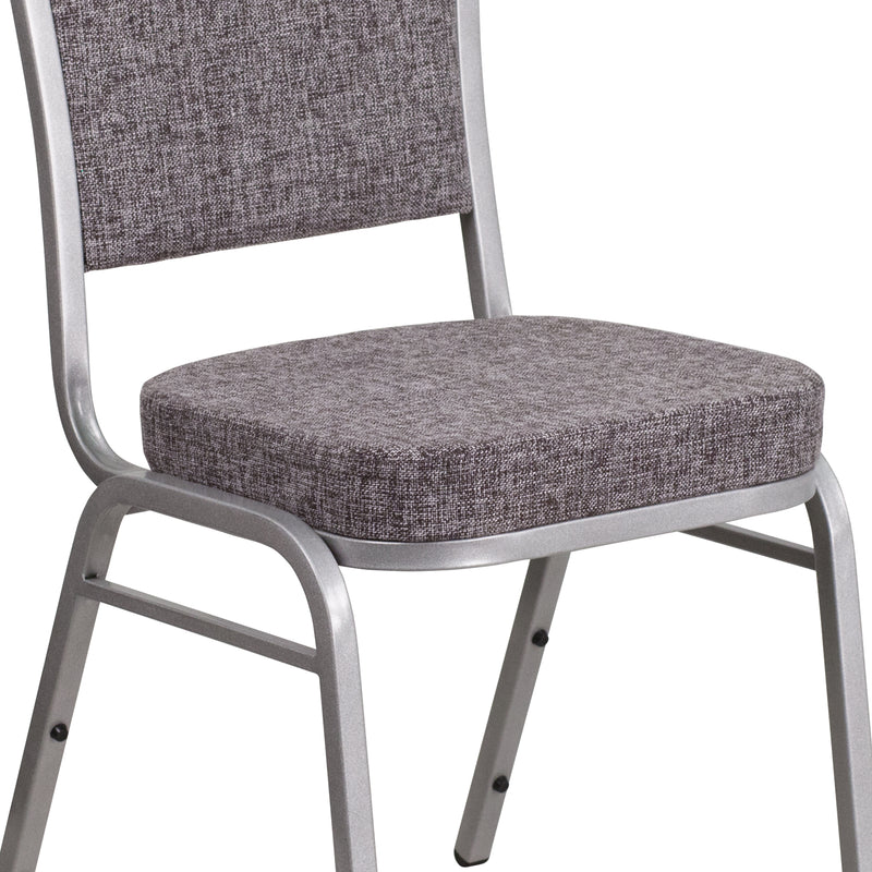 SINGLEWAVE Series Crown Back Stacking Banquet Chair in Herringbone Fabric - Silver Frame