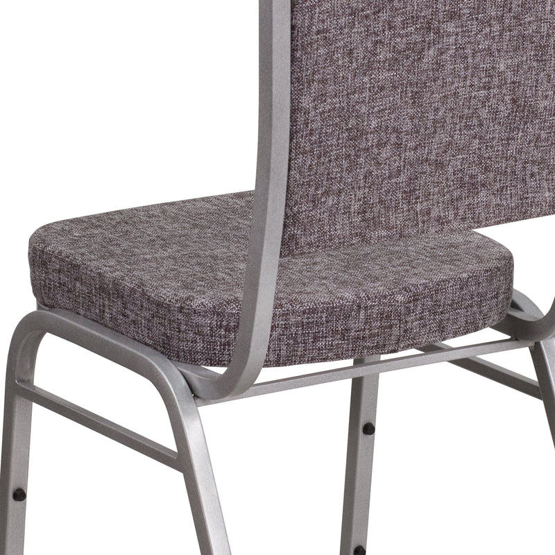 SINGLEWAVE Series Crown Back Stacking Banquet Chair in Herringbone Fabric - Silver Frame