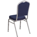 SINGLEWAVE Series Crown Back Stacking Banquet Chair in Navy Fabric - Silver Frame