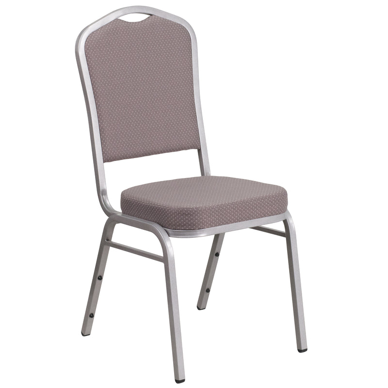 SINGLEWAVE Series Crown Back Stacking Banquet Chair in Gray Dot Fabric - Silver Frame