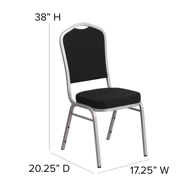 SINGLEWAVE Series Crown Back Stacking Banquet Chair in Gray Dot Fabric - Silver Frame