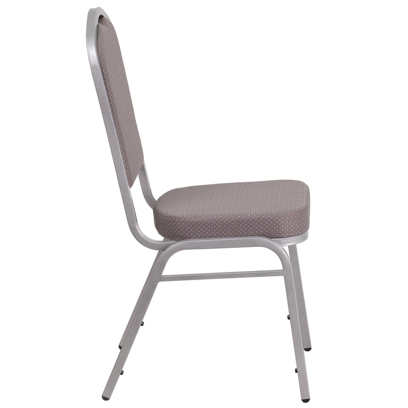 SINGLEWAVE Series Crown Back Stacking Banquet Chair in Gray Dot Fabric - Silver Frame