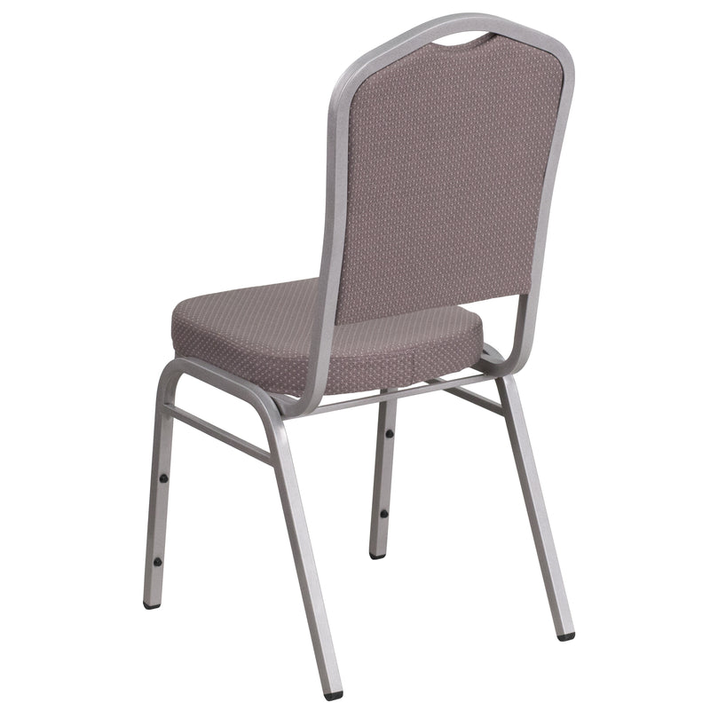 SINGLEWAVE Series Crown Back Stacking Banquet Chair in Gray Dot Fabric - Silver Frame