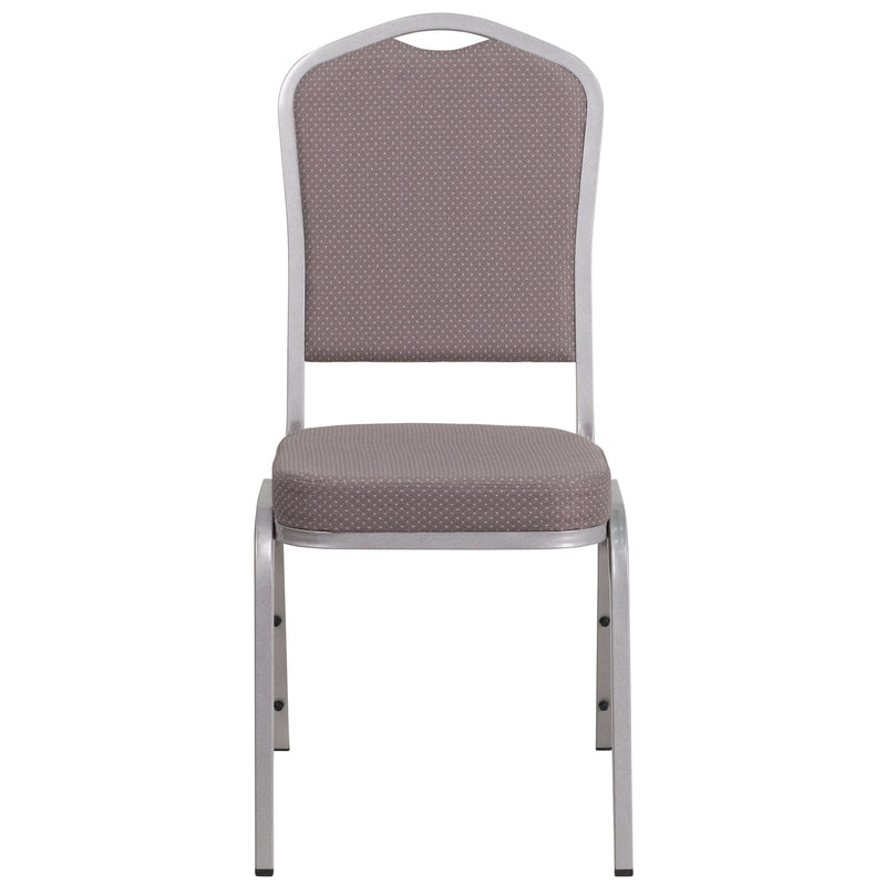 SINGLEWAVE Series Crown Back Stacking Banquet Chair in Gray Dot Fabric - Silver Frame