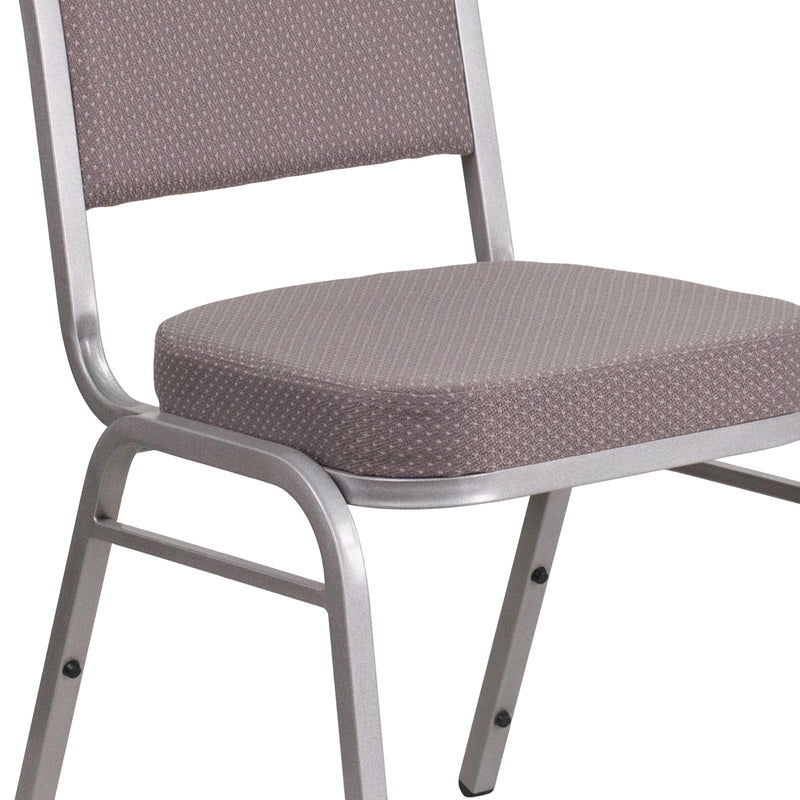 SINGLEWAVE Series Crown Back Stacking Banquet Chair in Gray Dot Fabric - Silver Frame