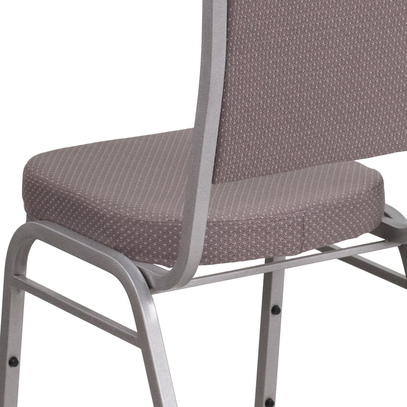 SINGLEWAVE Series Crown Back Stacking Banquet Chair in Gray Dot Fabric - Silver Frame