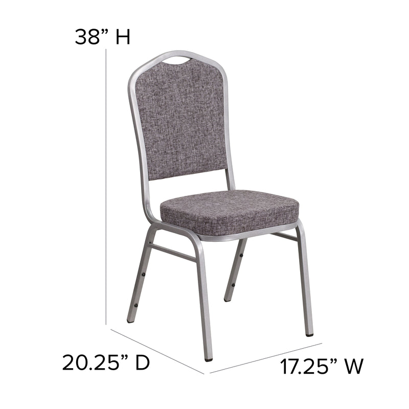 SINGLEWAVE Series Crown Back Stacking Banquet Chair in Blue Fabric - Silver Frame