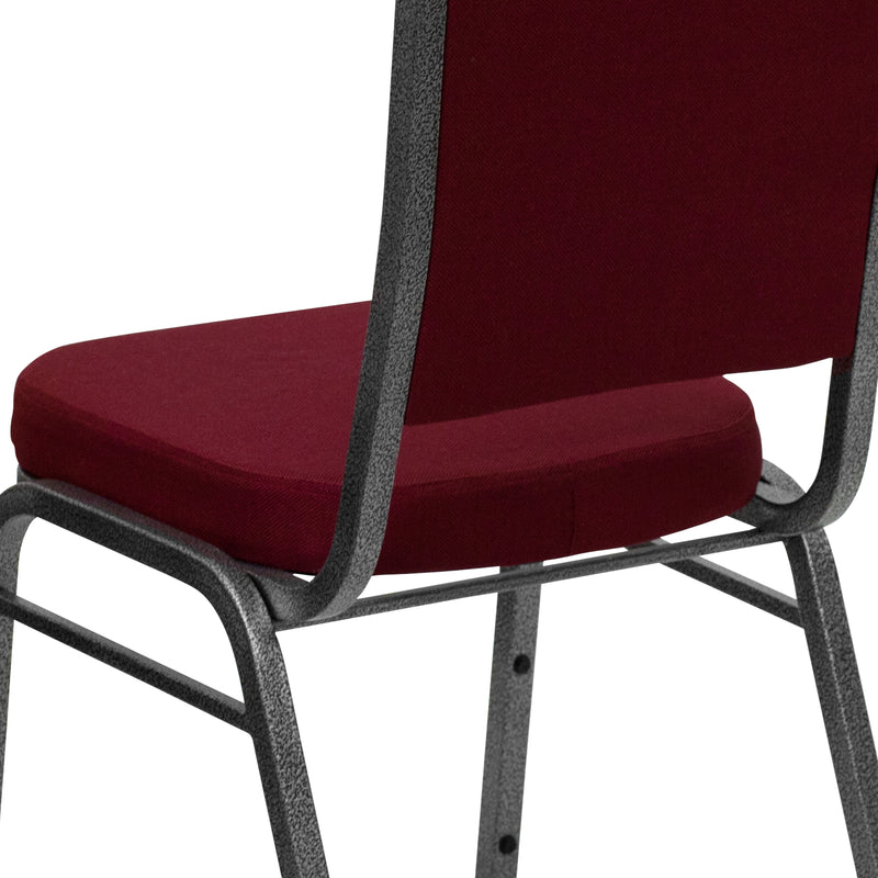 SINGLEWAVE Series Crown Back Stacking Banquet Chair in Burgundy Fabric - Silver Vein Frame