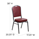 SINGLEWAVE Series Crown Back Stacking Banquet Chair in Burgundy Vinyl - Silver Vein Frame
