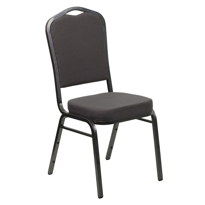 SINGLEWAVE Series Crown Back Stacking Banquet Chair in Gray Fabric - Silver Vein Frame