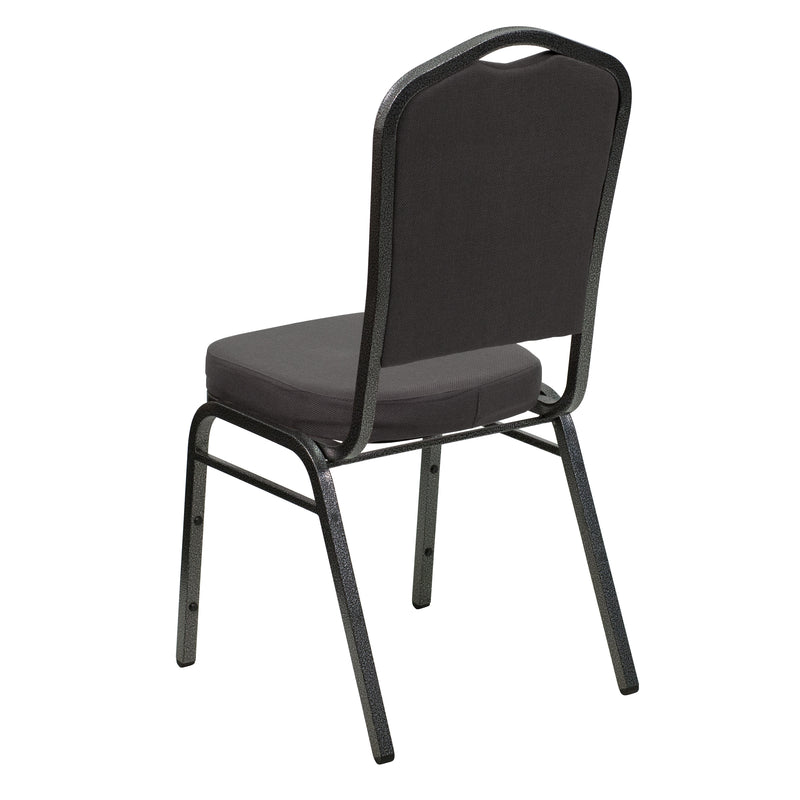 SINGLEWAVE Series Crown Back Stacking Banquet Chair in Gray Fabric - Silver Vein Frame