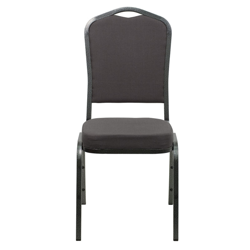 SINGLEWAVE Series Crown Back Stacking Banquet Chair in Gray Fabric - Silver Vein Frame