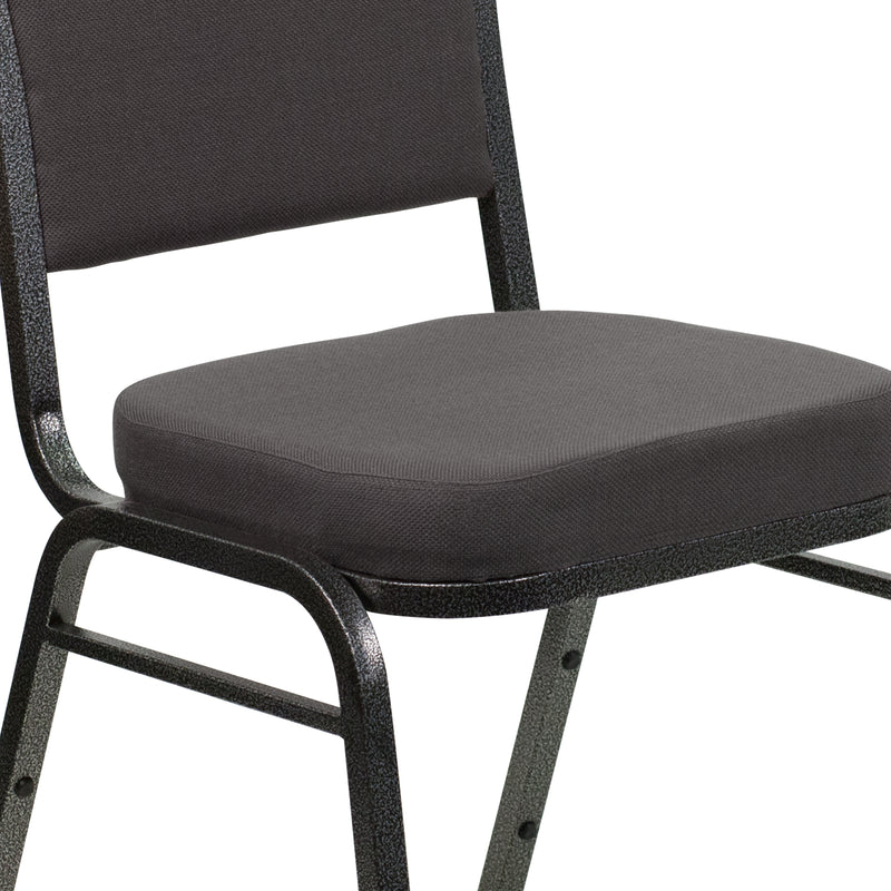 SINGLEWAVE Series Crown Back Stacking Banquet Chair in Gray Fabric - Silver Vein Frame